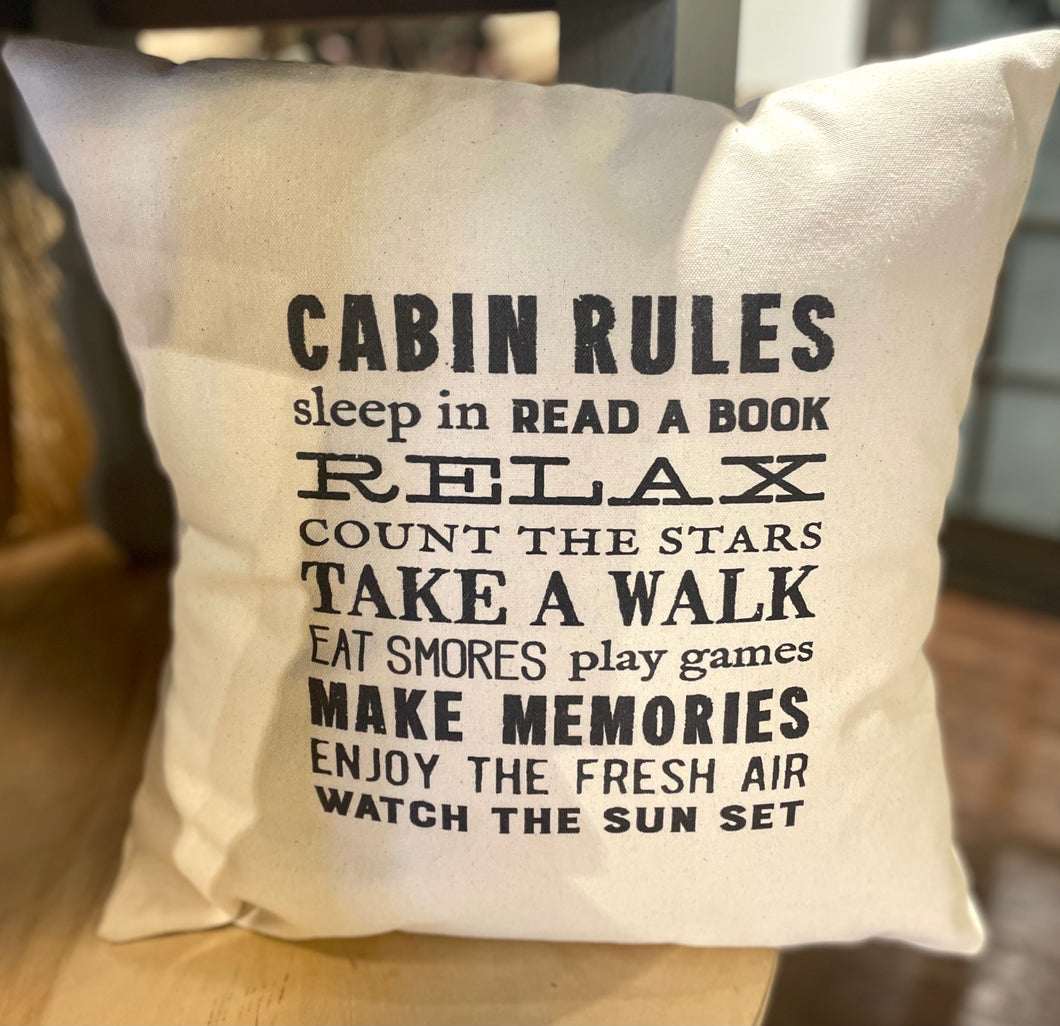 Cabin Rules Pillow Cover