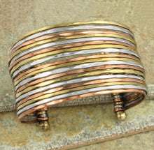 Load image into Gallery viewer, Mixed Metal Hammered Cuff Bracelet
