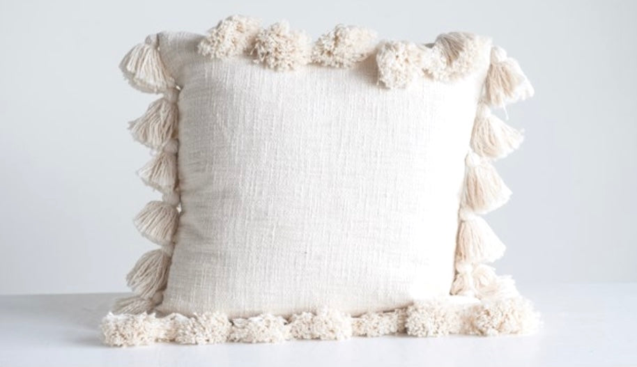 Ivory Pillow with Tassels