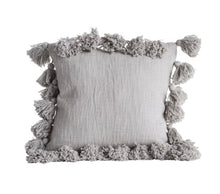 Load image into Gallery viewer, Claire Grey Tasseled Pillow
